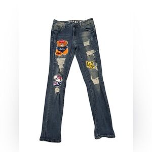Skazi‎ Denim Distressed Jeans with Patches 30/30
